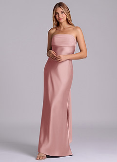 Azazie Ailanie Brudtärnklänningar Klä av Tubklänning i Stretch Satin Axelbandslös Dammig Ros image3