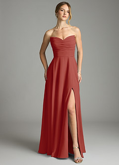 Azazie Ayla Abiti da Damigella Abito A-Line in Chiffon Scollo a Cuore Terracotta image5