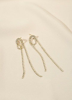 front Rhinestone Chain Loop Earrings