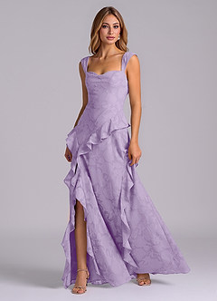 Azazie Sloane Brudtärnklänningar Klä av A-Linje i Blommig Utbrändhet Älskling Halsringning Lila image3