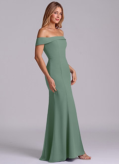 Azazie Luciana Bridesmaid Dresses Eucalyptus Sheath Off the Shoulder Chiffon Convertible Dress image5