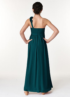 Azazie Flower Junior Pine A-Line Pleated Chiffon Dress image2