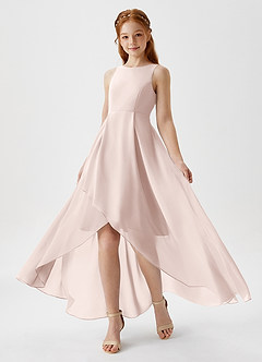 Azazie Lizette Junior Rose Petal A-Line Pleated Chiffon Dress image1