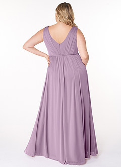 Azazie Tanicia Brautjungfernkleider A-Linie V-Hals Gefaltet Gittergewebe Kleid Blauregen image6