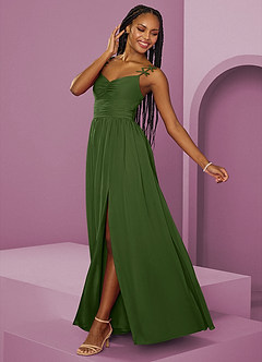 Barbie ♥ Azazie Bridesmaid Dresses Olive A-Line Pleated Chiffon Dress image13