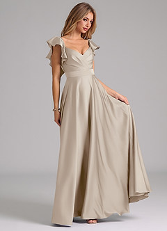 Azazie Leilani Bridesmaid Dresses Frost A-Line Ruched Stretch Satin Dress image4