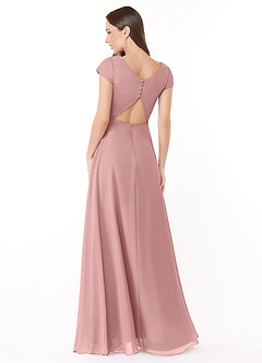 Azazie Hainsly Robes de demoiselle d'honneur Robe Trapèze en Mousseline de soie Encolure en Forme de Cœur Rose Poussiéreuse image2