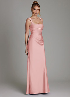 Azazie Agustina Brautjungfernkleider Meerjungfrau-Linie Korsett Stretch-Satin Kleid Puderrosa image4