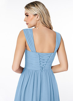 Azazie Angie Bridesmaid Dresses Powder Blue A-Line Corset Chiffon Dress image3