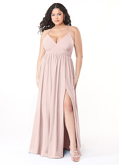 Azazie Aaida Bridesmaid Dresses Blushing Pink A-Line Corset Chiffon Dress image7