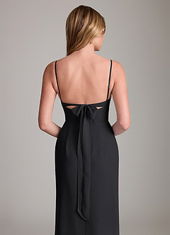 Azazie Mai Bridesmaid Dresses Black Sheath Pleated Chiffon Dress image6