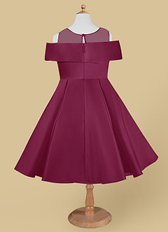 Azazie Shirin Final Sale Steel Blue A-Line Off the Shoulder Matte Satin Dress image6