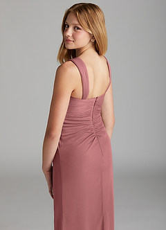 Azazie Jesaphine Junior Vestido de Rosa Del Desierto de Malla de Recto con Plisado image6