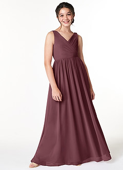 Azazie Sawyer Junior Sangria A-Line Pleated Chiffon Dress image3