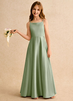 Azazie Joella Girls Formal Flower Girl Klänningar Klä A-Line i Stretch Satin Plisserad image2