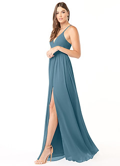 Azazie Aaida 신부 들러리 드레스 A라인 코르셋 쉬폰 바닥 길이 드레스 image4