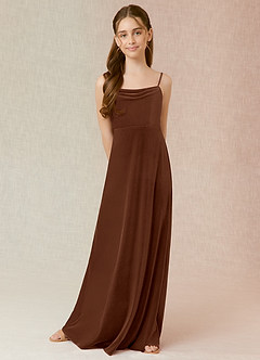 Azazie Solange Junior Umber A-Line Velvet Dress image4
