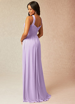Azazie Hillian Bridesmaid Dresses Lilac A-Line Halter Pleated Mesh Dress image4