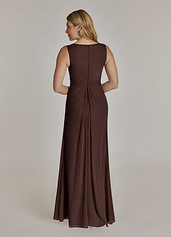 Azazie Manuella Mère de la mariée Robes Robe Trapèze en Mousseline de soie Col V plissé Ganache image7