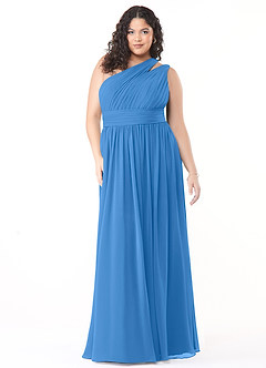 Azazie Molly Bridesmaid Dresses A-Line One Shoulder Chiffon Floor-Length Dress image7