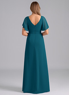 Azazie Ambrosia Robes de demoiselle d'honneur Robe Trapèze en Mousseline de soie Plissée Bleu Encre image6