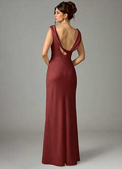 Azazie Kieryn Bridesmaid Dresses Terracotta Mermaid Pleated Stretch Satin Dress image5