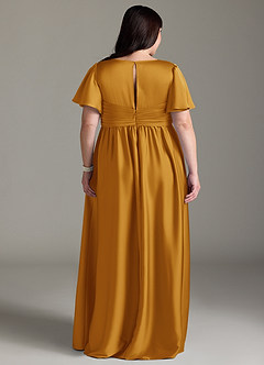 Azazie Verna Robes de demoiselle d'honneur de maternité Robe Trapèze Rayé Longueur ras du sol Satin extensible image11