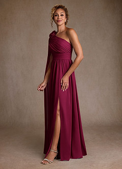 Azazie Lancaster Mother of the Bride Dresses Burgundy A-Line One Shoulder Chiffon Dress image5