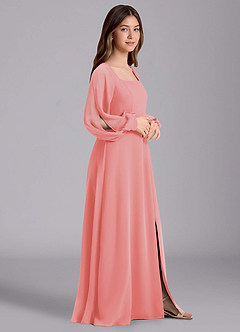 Azazie Bondi Junior Robe Trapèze en Mousseline de soie Blouson Corail image4
