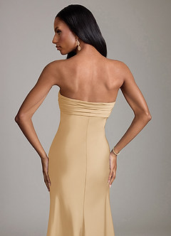 Azazie Saylor Brudtärnklänningar Klä av Sjöjungfru i Stretch Satin Axelbandslös Guld image6