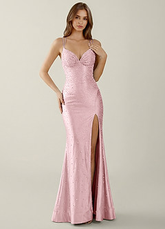 Sylvan Pink V-neck Hot Rhinestones Corset Prom Dress image4