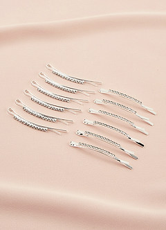 front Twelve-Piece Rhinestone Hair Clip Set