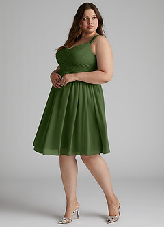 Azazie Angie Bridesmaid Dresses Olive A-Line Corset Chiffon Dress image13
