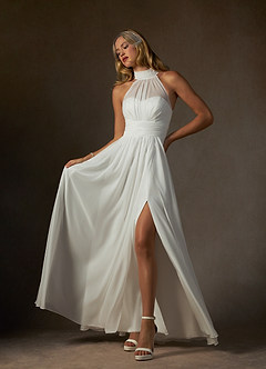 Azazie Helaina 웨딩드레스 A라인 쉬폰 플로어 길이 드레스 image4