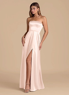 Azazie Wren Jurken voor bruidsmeisjes Jurk van Metaalachtig Satijn met A-Lijn Strapless Rosé Goud image3