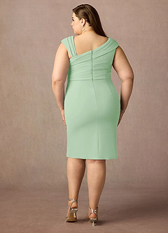 Azazie Cecily Final Sale Dusty Sage Sheath Stretch Crepe Dress image7