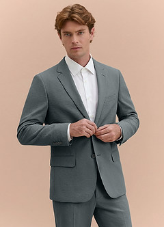 front Miles Grey Seersucker Trousers Suit