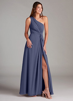 Azazie Brooke Jurken voor bruidsmeisjes Jurk van Chiffon met A-Lijn One-Shoulder Stormachtig image4