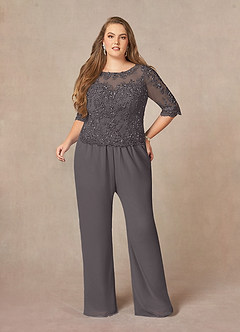 Azazie Florida Mother of the Bride Dresses Steel Grey Jumpsuit/Pantsuit Sequins Chiffon Dress image18