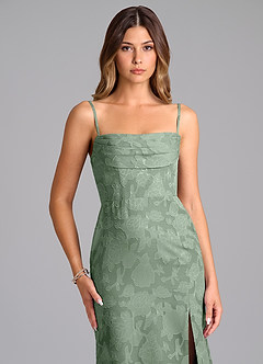 Azazie Saige Bridesmaid Dresses Matcha A-Line Off the Shoulder Floral Burnout Convertible Dress image2