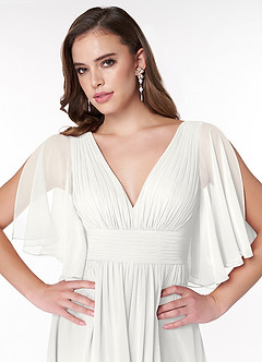 Azazie Temeka Robes de demoiselle d'honneur Robe Trapèze en Mousseline de soie Rayé Blanc image10