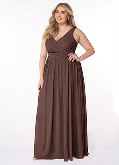 Azazie Kora Bridesmaid Dresses Ganache A-Line Pleated Chiffon Dress image9