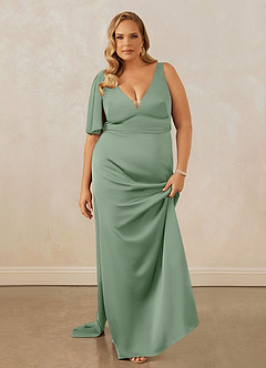 Christian Siriano Bridal for Azazie 1011 Brautjungfernkleider Meerjungfrau-Linie Schleifen Stretch-Satin Kleid Matcha image16