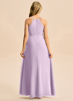 Azazie Farrah Junior A-linja Pliseerattu Sifonki Lattian pituus Nuorempi morsiusneito Pukeutua image2