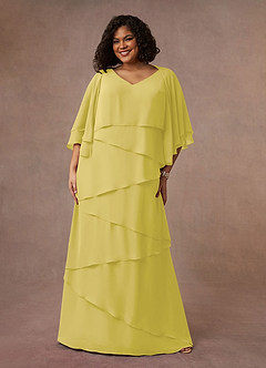 Azazie OHara Mother of the Bride Dresses Canary A-Line V-Neck Chiffon Dress image10