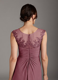 Azazie Endora Mother of the Bride Dresses Vintage Mauve A-Line Scoop Lace Chiffon Dress image5