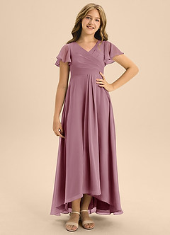 Azazie Induh Junior Vintage Mauve A-Line Pleated Chiffon Dress image1