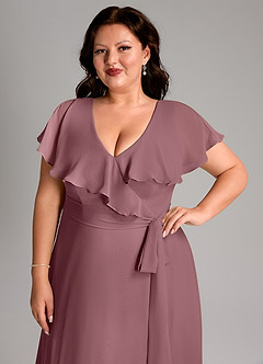Azazie Lainey Bridesmaid Dresses Amethyst A-Line with Pockets Chiffon Dress image13
