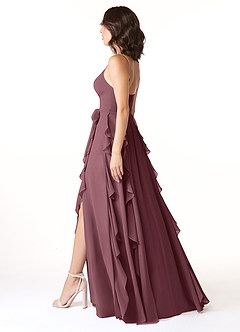 Azazie Peyton Bridesmaid Dresses Sangria A-Line Ruched Chiffon Dress image4