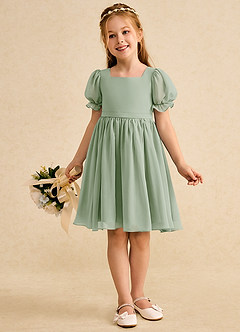 Azazie Jolie Flower Girl Klänningar Klänning A-Line i Chiffong med ärmar image4